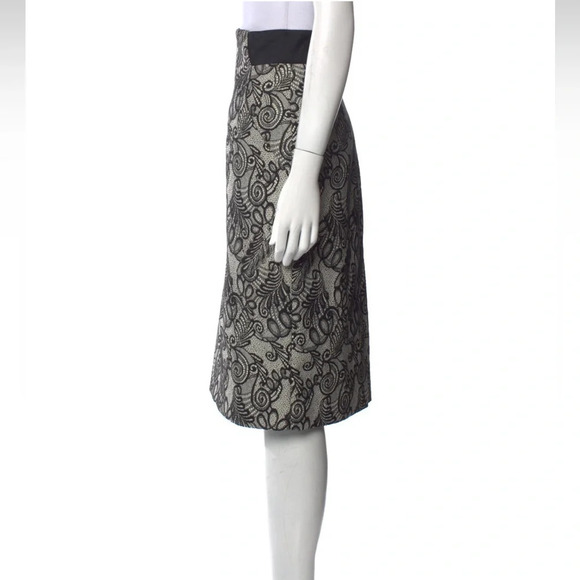 Bill Blass New York, black/ivory lace high waisted skirt with pockets, size 10 - Picture 11 of 12